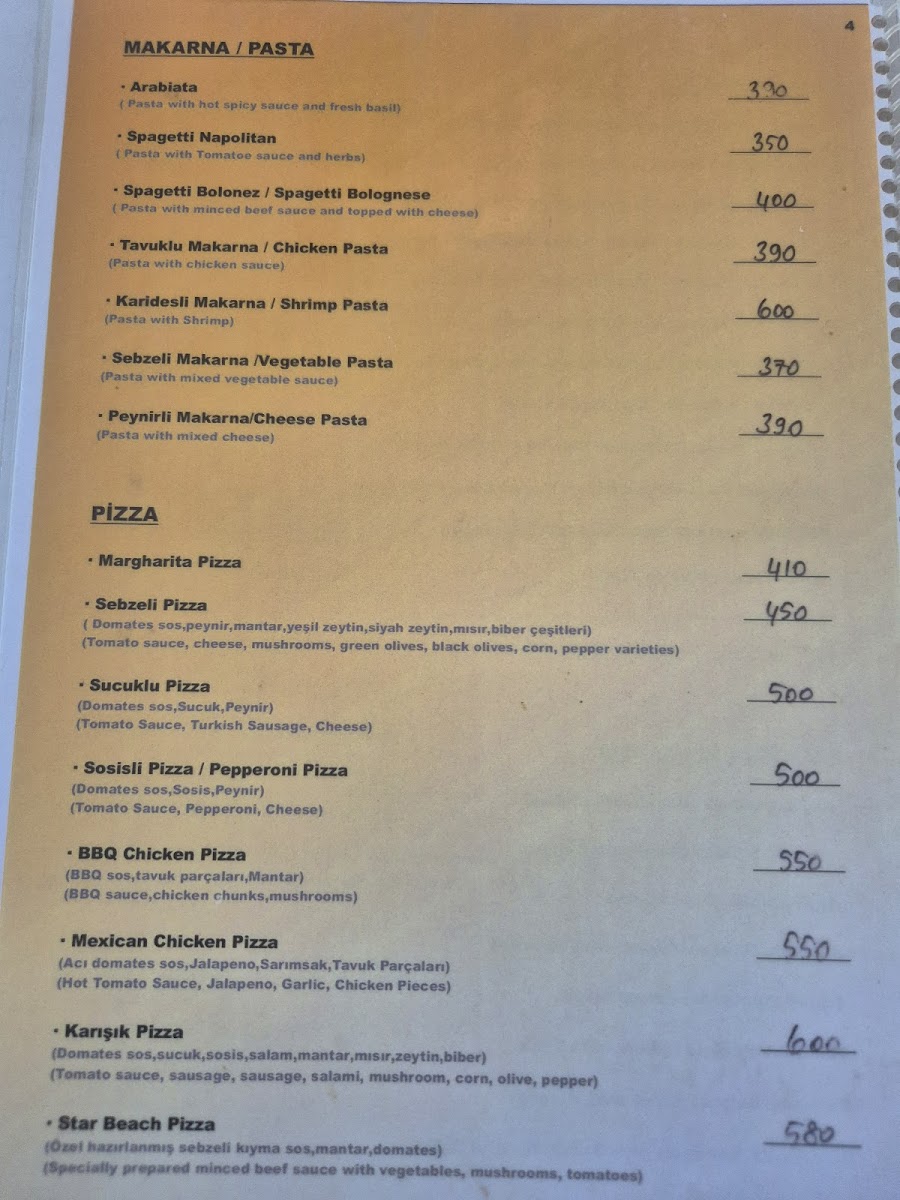 Menu Star Beach Club-5